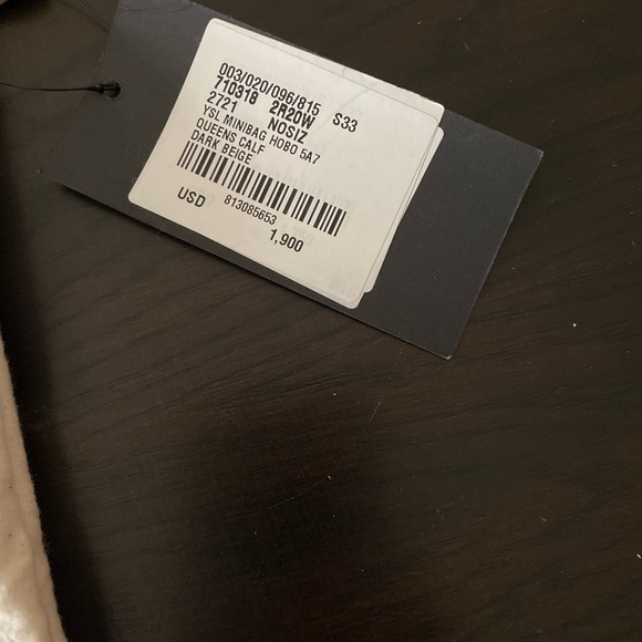 Saint Laurent Taupe Leather Shoulder Bag with Gold YSL Emblem - Picture 6 of 10